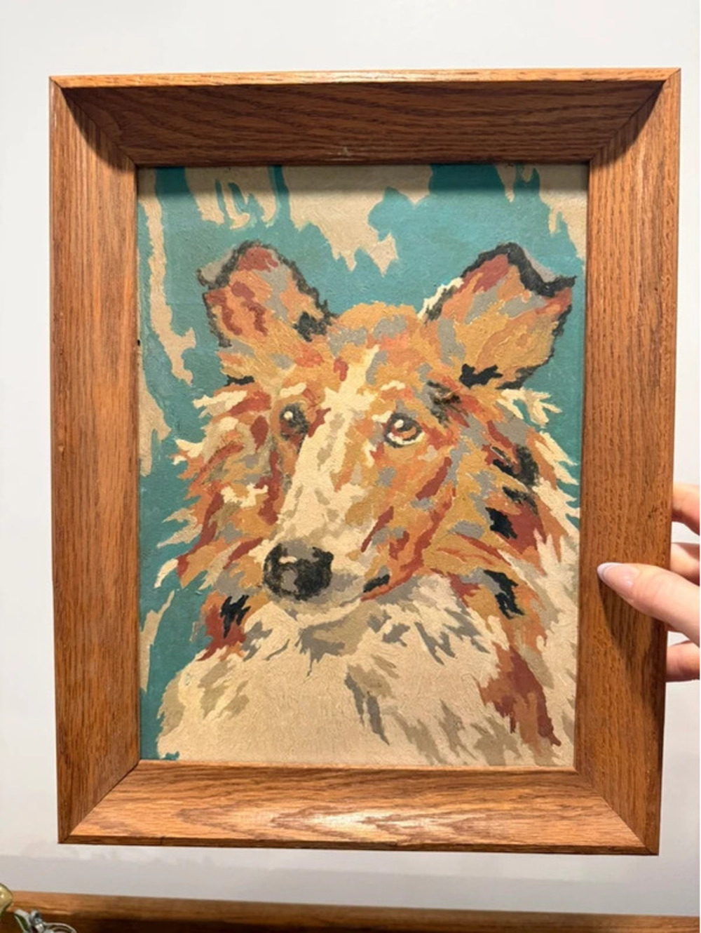 Vintage Collie Dog Paint by Number Framed Wall Art